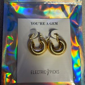 Electric Picks Gold Hoops